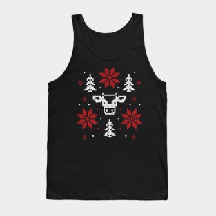 Moo-ry Christmas: Cow Ugly Sweater Tank Top